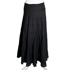 iNg Black Cotton Maxi Skirt Women’s Size M Long Flowy Boho